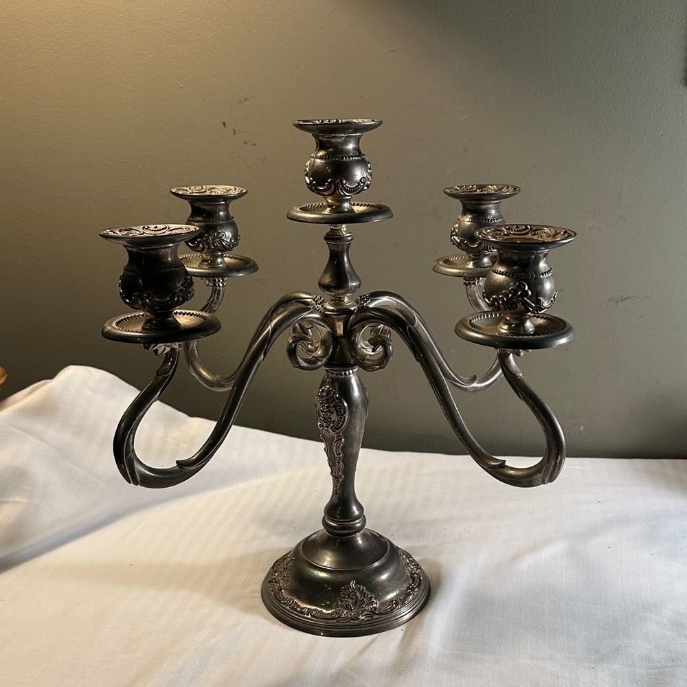 Vintage Godinger Silver Art Candelabra (GSA) Ornate Silver plated Candle holder